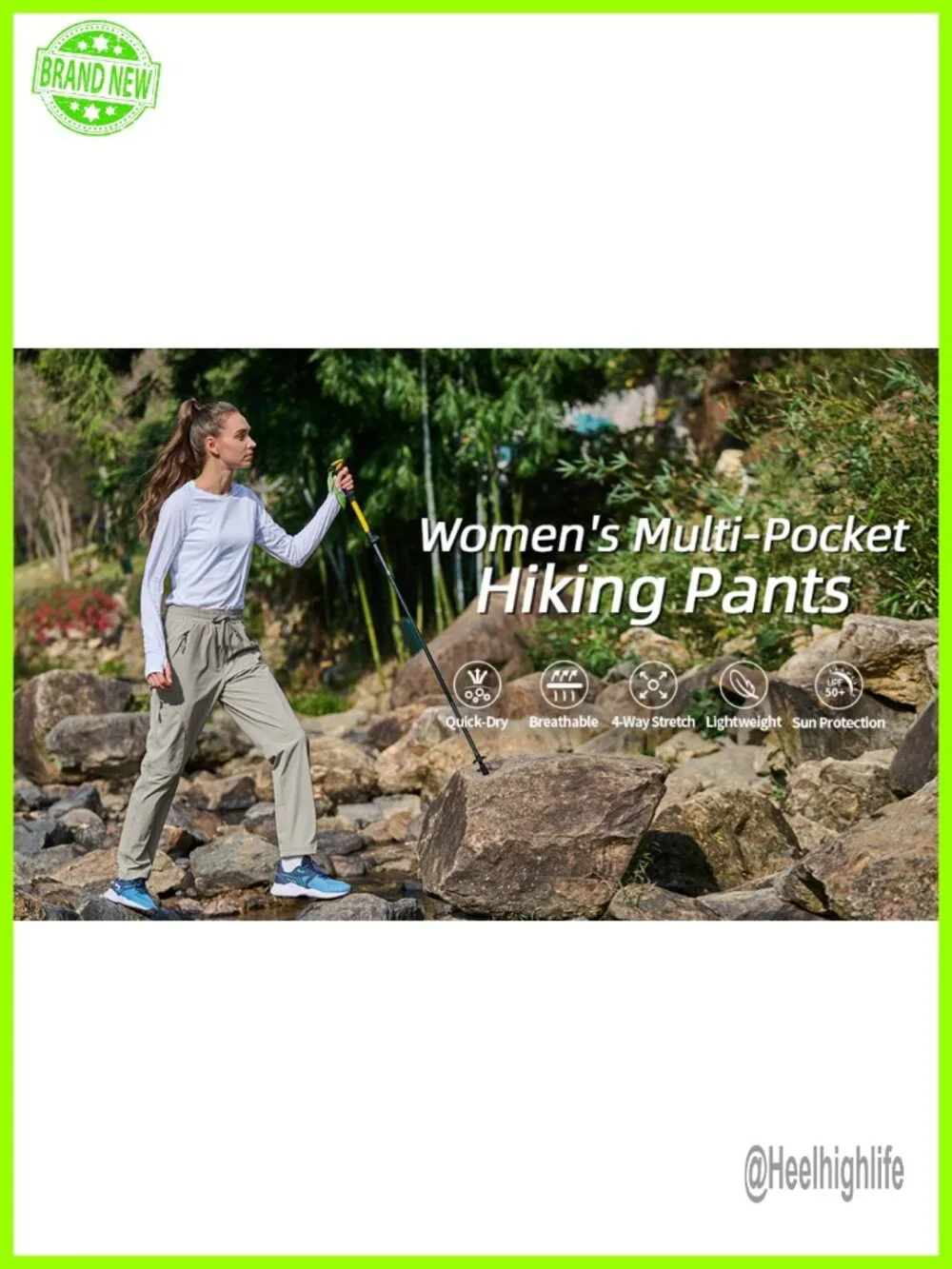 Women's Quick Dry Lightweight Hiking Cargo Pants UPF 50 Water Resistant Zipper